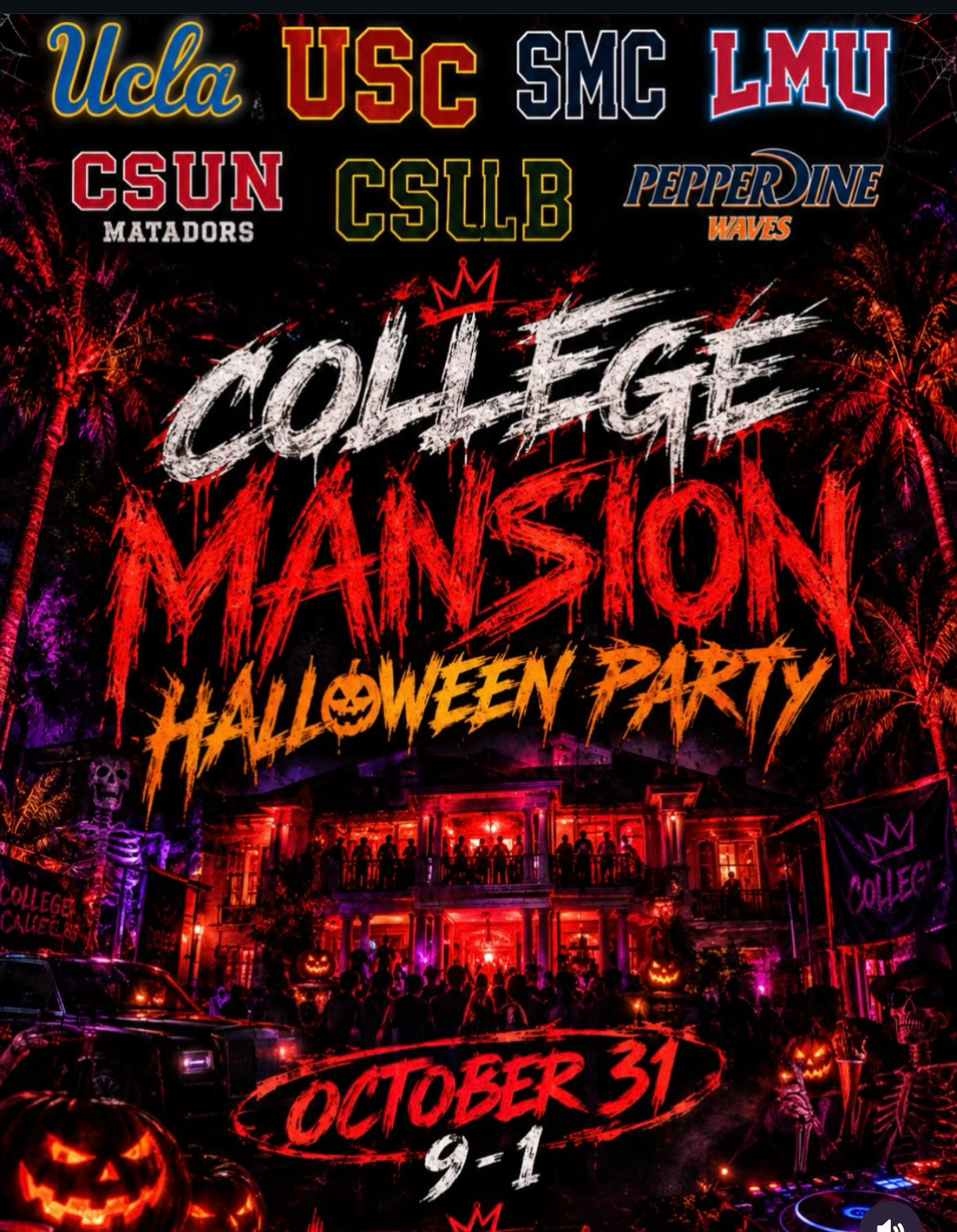 October 31st: COLLEGE MANSION HALLOWEEN PARTY